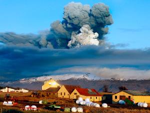 Iceland’s most active volcano during eruption
